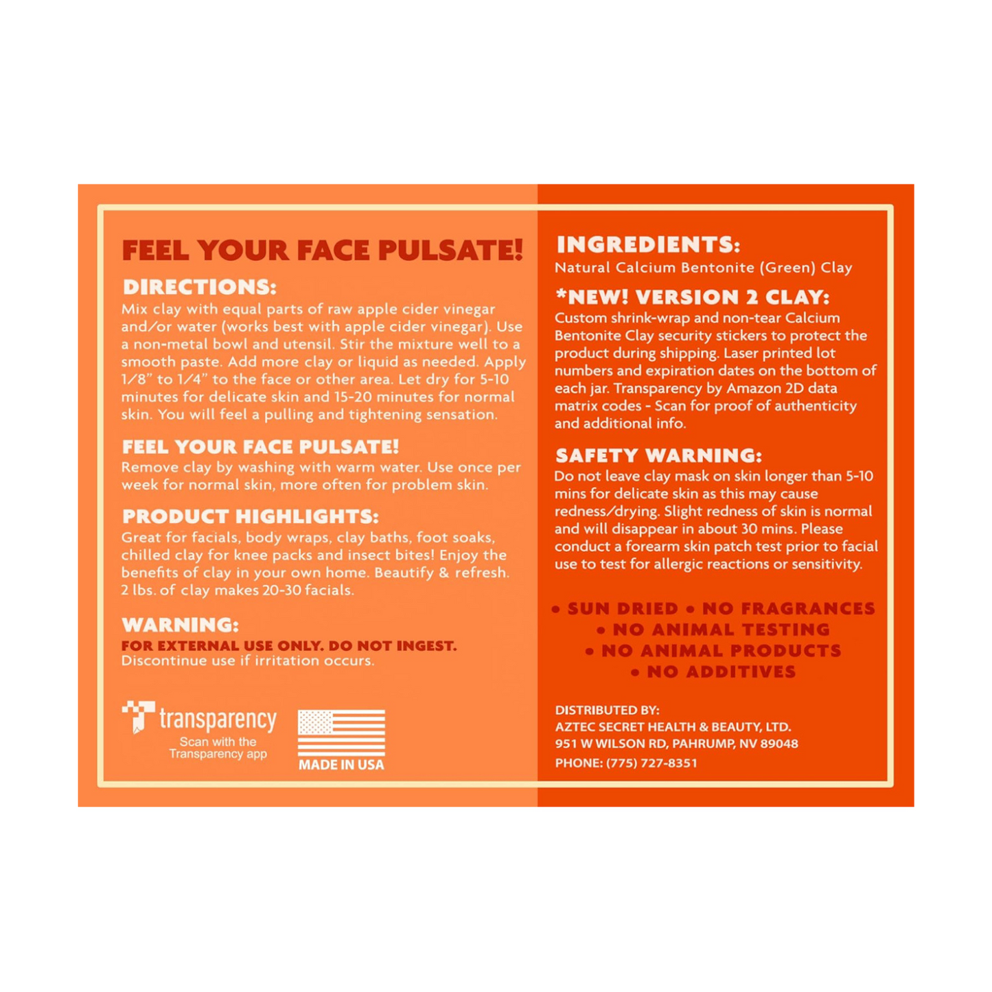 Aztec Secret Indian Healing Clay Facial & Body Mask, 32 oz