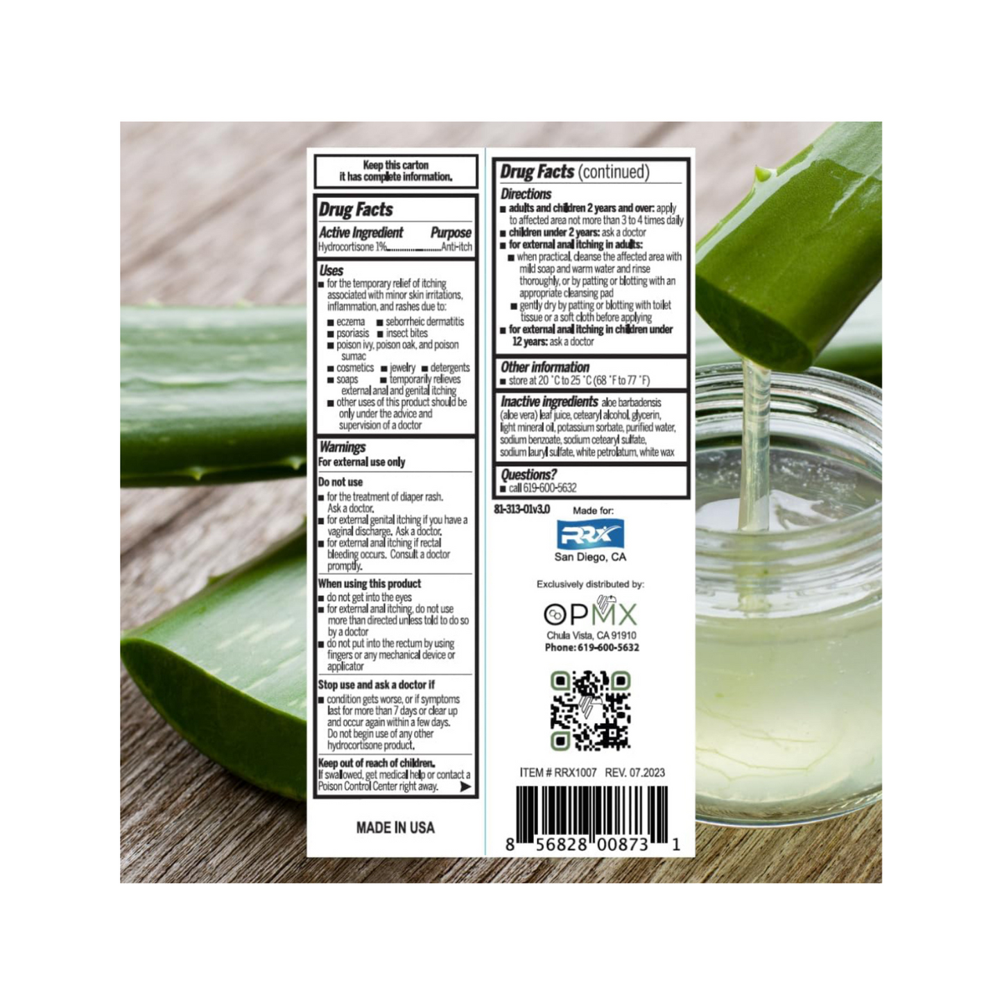 Barmicil Anti-Itch Cream with Aloe Vera, Maximum Strength 1% Hydrocortisone, 1 oz